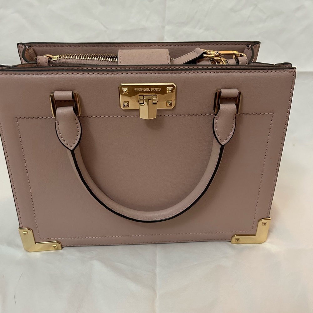 Michael Kors Pink and Gold Satchel with Gold Accents